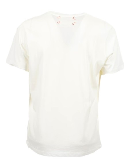 Camiseta blanca manga corta estampado y bordado surf - Bob espalda