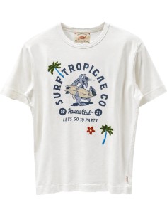 Camiseta blanca manga corta estampado y bordado surf - Bob
