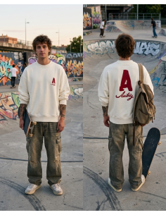 Sudadera Oversize blanca con logo rojo - Autry vista frontal logo en pecho 2