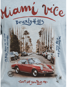Camiseta azul claro manga corta estampado Porche Miami Vice - Bob 2