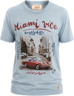 Camiseta azul claro manga corta estampado Porche Miami Vice - Bob