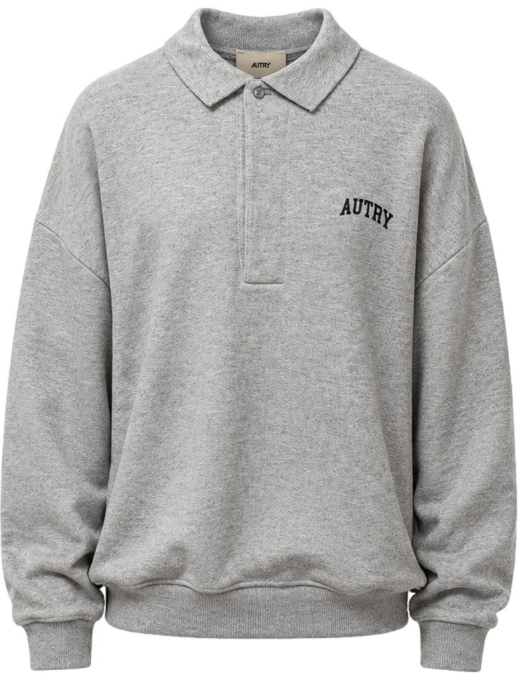 Polo en tejido Sudadera Oversize gris con logo en pecho - Autry vista frontal