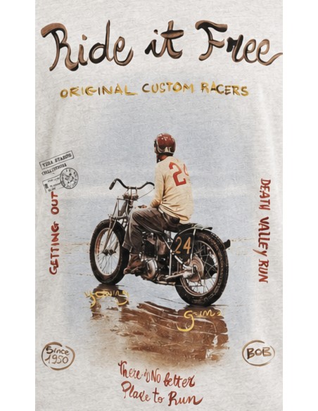 Camiseta manga corta gris claro con estampado Ride it free - Bob