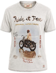 Camiseta manga corta gris claro con estampado Ride it free - Bob