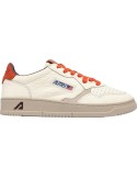 Autry zapatilla medalist low blanco piel rugosa contrastes calabaza