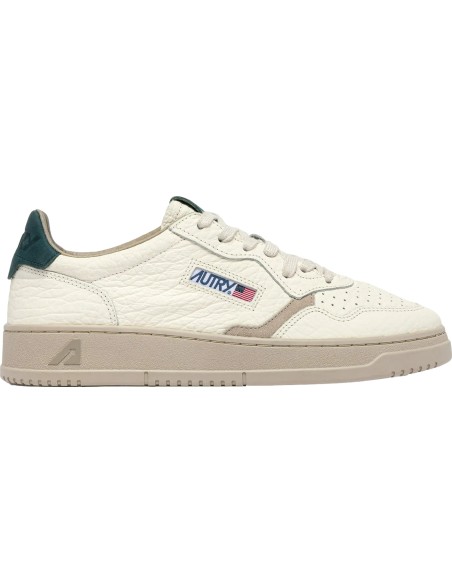 Autry zapatilla medalist low blanco piel rugosa contrastes mar oscuro referencia AULM - NE18 vista lateral