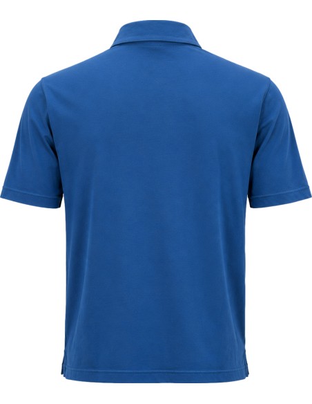 Filippo de Laurentiis polo manga corta en crepe cotton azul vista trasera