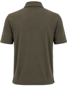 Filippo de Laurentiis polo manga corta en crepe cotton verde militar vista frontal 2