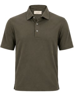 Filippo de Laurentiis polo manga corta en crepe cotton verde militar vista frontal