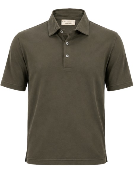 Filippo de Laurentiis polo manga corta en crepe cotton verde militar vista frontal