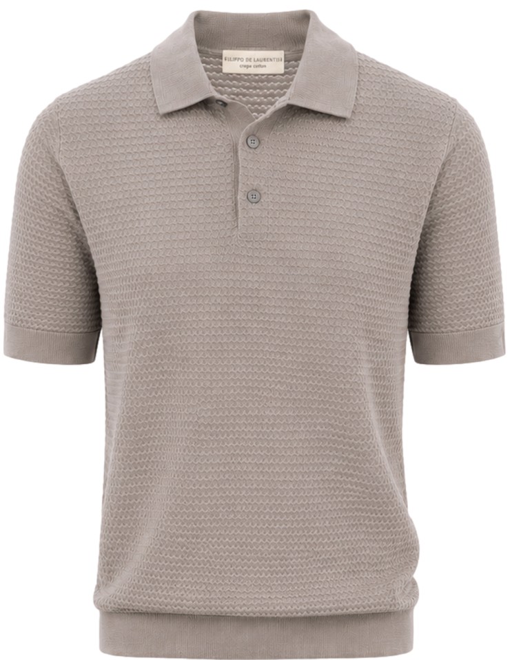 Filippo de Laurentiis polo manga corta con textura en crepe cotton gris vista frontal