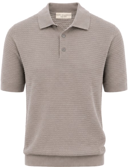 Filippo de Laurentiis polo manga corta con textura en crepe cotton gris vista frontal