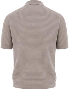 Filippo de Laurentiis polo manga corta con textura en crepe cotton gris vista frontal 2
