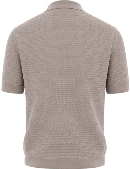 Filippo de Laurentiis polo manga corta con textura en crepe cotton gris vista espalda