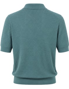 Filippo de Laurentiis polo manga corta con textura en crepe cotton verde vista frontal con textura 2