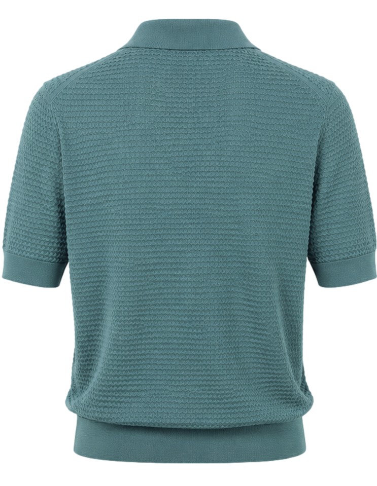 Filippo de Laurentiis polo manga corta con textura en crepe cotton verde vista espalda con textura