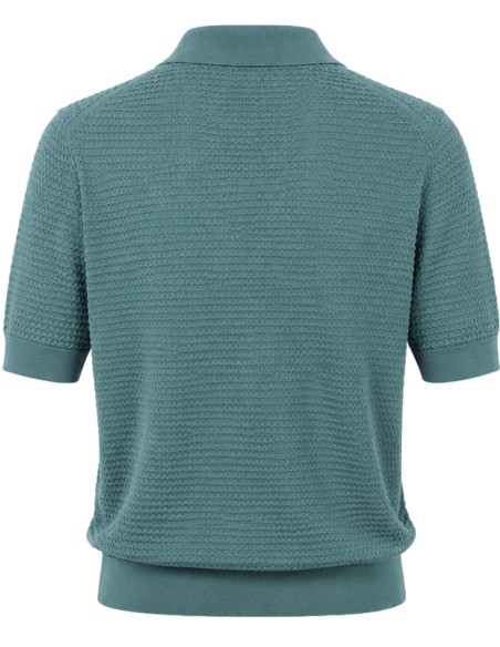 Filippo de Laurentiis polo manga corta con textura en crepe cotton verde vista espalda con textura