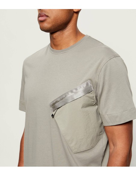 PARAJUMPERS Camiseta Baildon manga corta gris nowhere detalle bolsillo