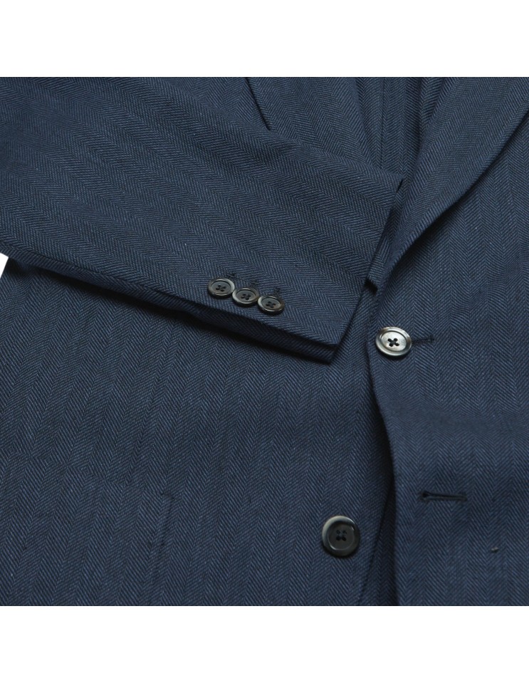 Chaqueta lana espiga azul sin forro - Tombolini Dream detalle tejido