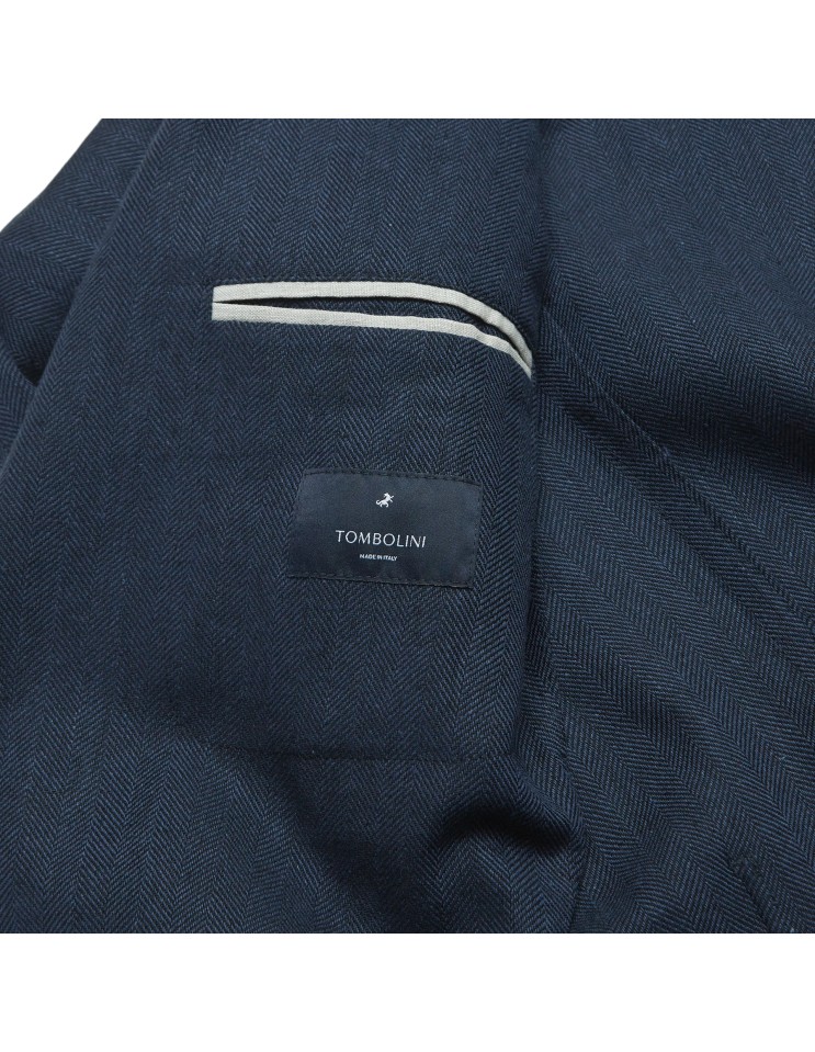 Chaqueta lana espiga azul sin forro - Tombolini Dream etiqueta interior