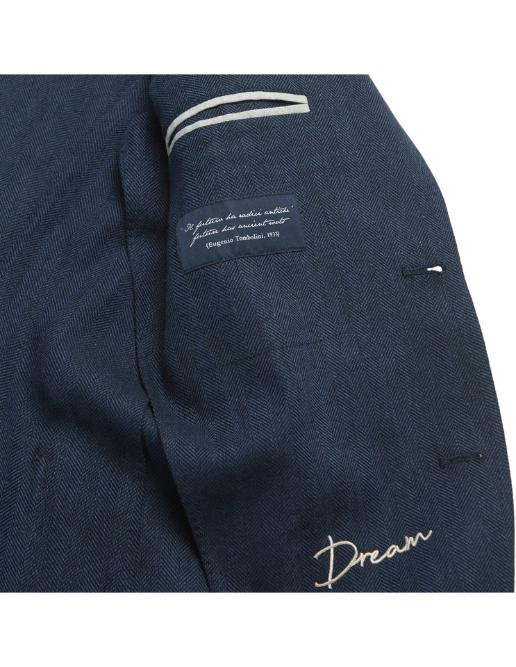 Chaqueta lana espiga azul sin forro - Tombolini Dream detalle dream