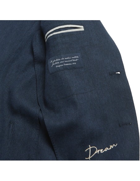Chaqueta lana espiga azul sin forro - Tombolini Dream detalle dream