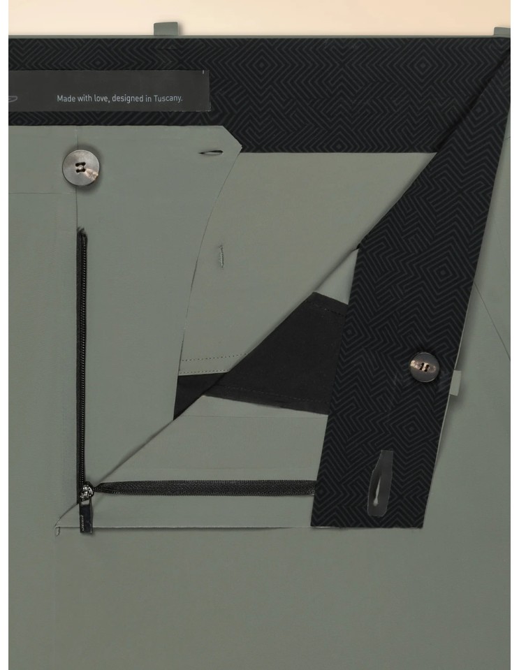 RRD Pantalón chino tejido surflex invierno verde claro - Roberto Ricci Designs detalle acabado interior