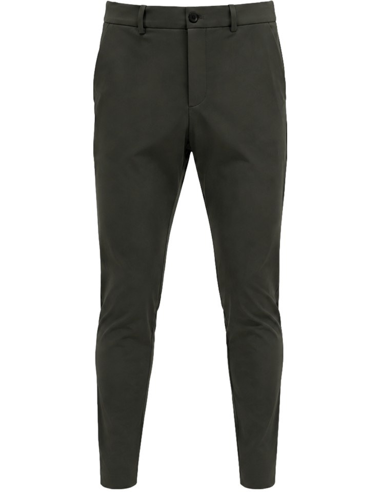 RRD Pantalón chino cinturilla fruncida tejido surflex invierno verde oscuro - Roberto Ricci Designs vista frontal