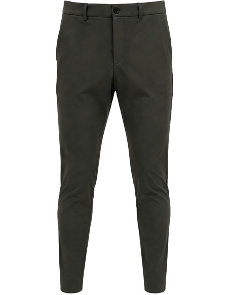 RRD Pantalón chino cinturilla fruncida tejido surflex invierno verde oscuro - Roberto Ricci Designs vista frontal