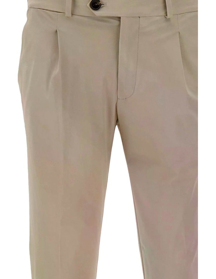 RRD Pantalón chino 1 pinza tejido surflex invierno beige - Roberto Ricci Designs vista frontal detalle pinza
