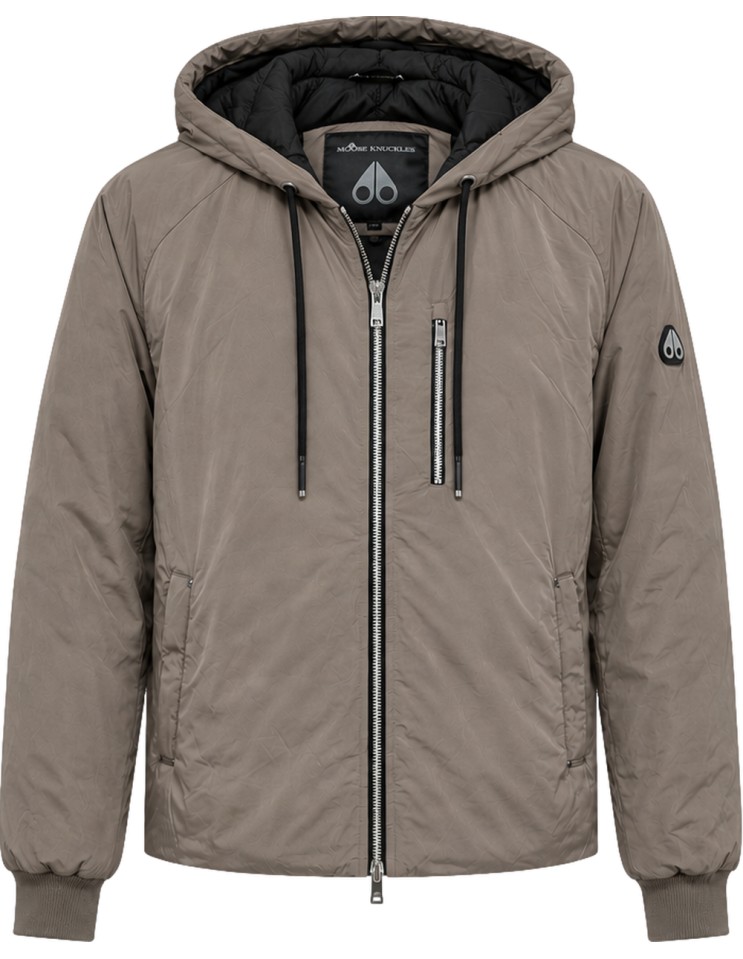 Cazadora Moose Knuckles beige con capucha modelo northdale vista frontal