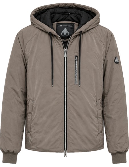 Cazadora Moose Knuckles beige con capucha modelo northdale vista frontal