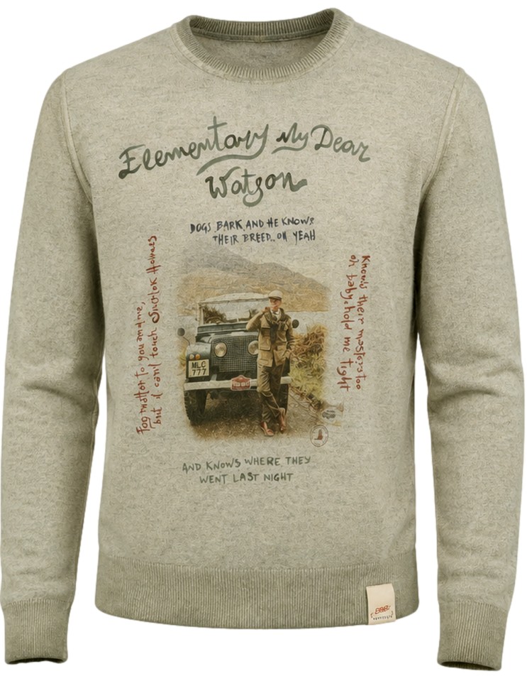 BOB Jersey lana reversible cuello redondo Bristol verde "Elemental querido Watson" vista frontal"