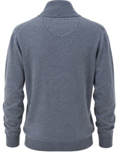 Jersey en lana cuello alto con botones azul - Bob  vista frontal 2