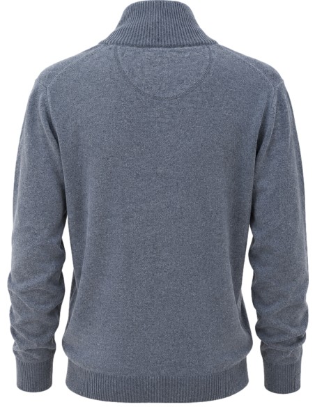 Jersey en lana cuello alto con botones azul - Bob  vista espalda
