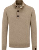 Jersey en lana cuello alto con botones beige - Bob