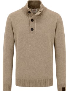 Jersey en lana cuello alto con botones beige - Bob vista frontal