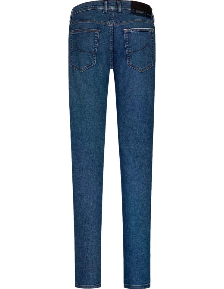 Jacob Cohën Jeans Bard LTD en denim elástico orillado azul medio vista trasera