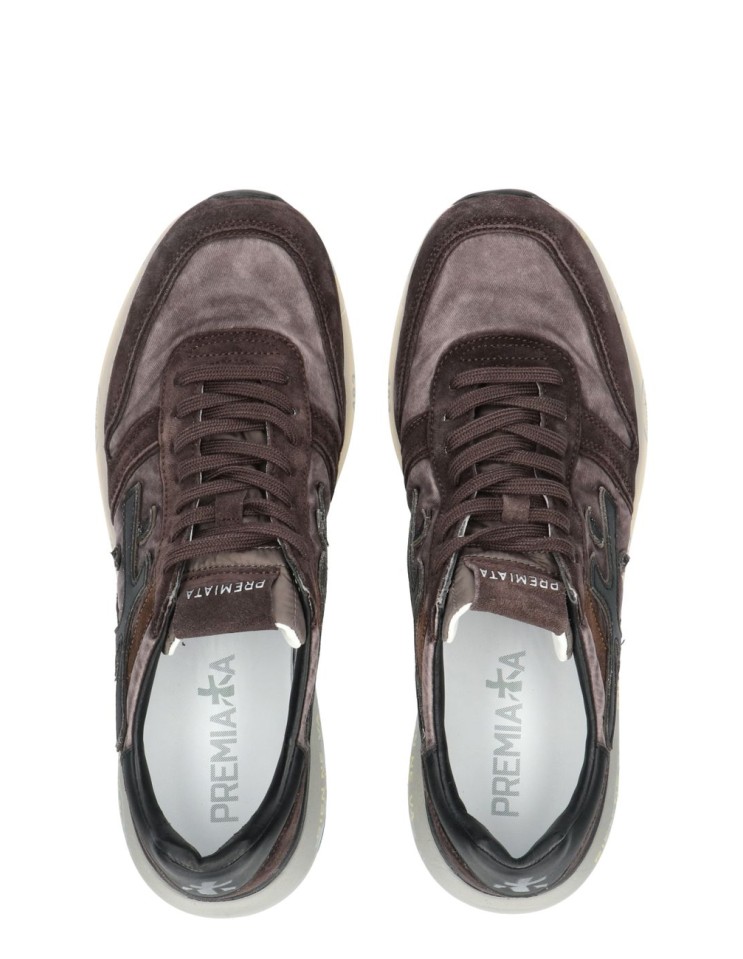 Premiata Mick 8434 marrón nailon lavado vista cenital puntera