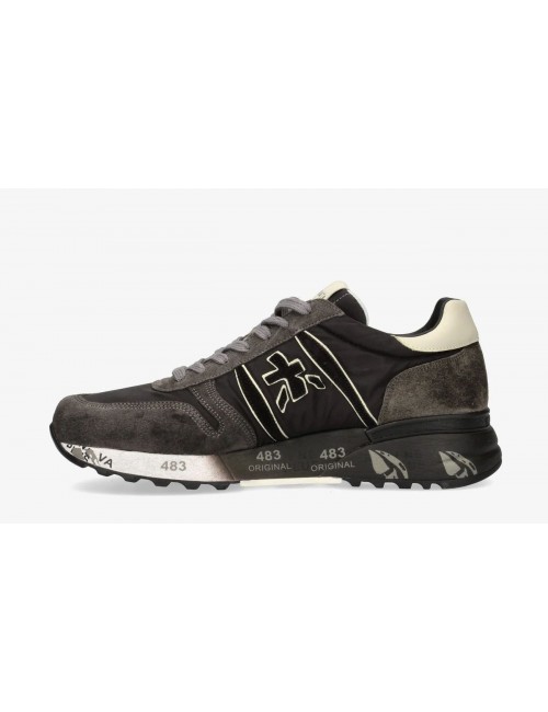 Pemiata Lander negro contrastes en piel gris modelo 4951 vista lareral interna