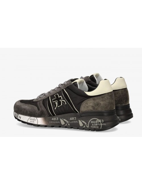 Pemiata Lander negro contrastes en piel gris modelo 4951 vista trasera