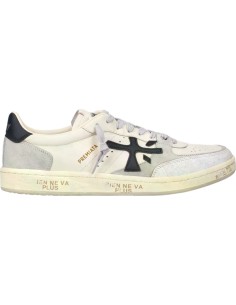 PREMIATA Clay 7262 off white contrastes negros vista sin fondo y cordones verdes