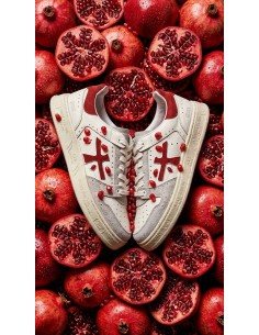 Premiata quinn 8651 blanco con logo rojo vista lateral 2