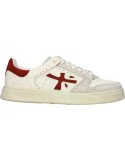 Premiata sneaker QUINN blanco en piel y ante contraste rojo