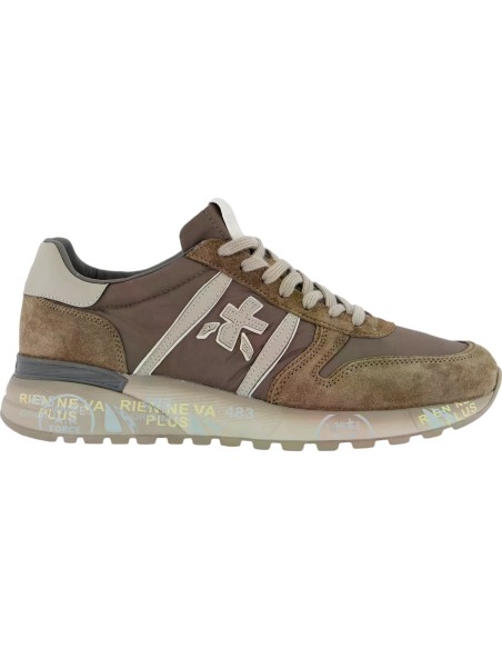 PREMIATA Lander marrón  vista lateral cordones gris y logo gris modelo 8410