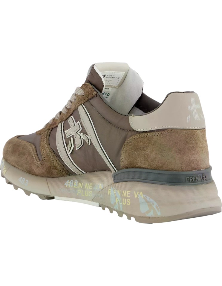 PREMIATA Lander marrón  vista trasera cordones gris y logo gris modelo 8410