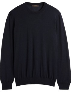 ZANONE - Slowear jersey cuello redondo azul marino lana merino fino vista frontal