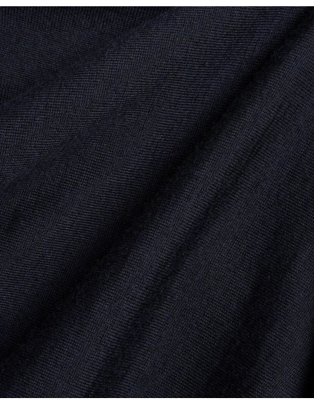 ZANONE - Slowear jersey cuello redondo azul marino lana merino fino vista detalle tejido