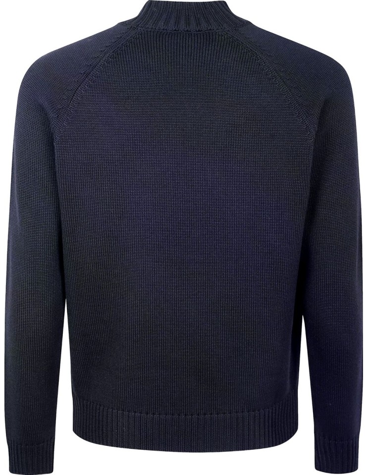 Zanone jersey lupo rag cullo chimenea azul viar espalda