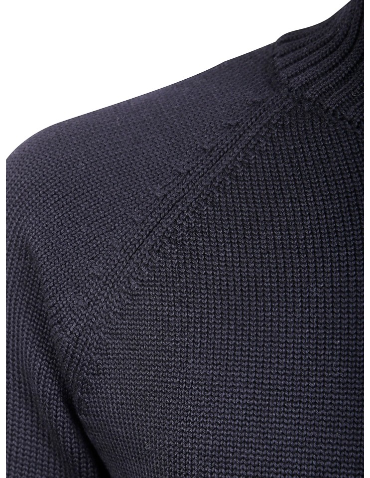 Zanone jersey lupo rag cullo chimenea azul medio detalle del hombro